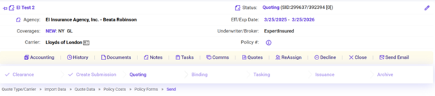 Image 1: Status bar showing the submission lifecycle from clearance to issuance.