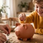Bausparvertrag für Kinder sinnvoll 2026: Kind wirft Münze in Sparschwein