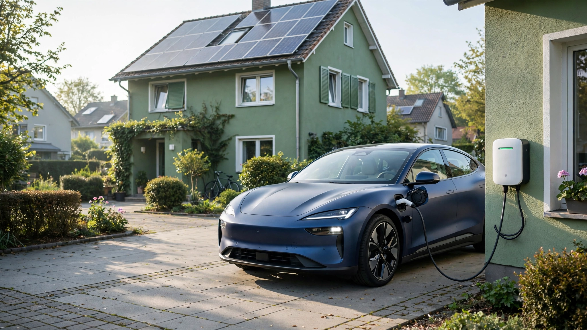 E-Auto Förderung Antrag Checkliste Unterlagen: Elektroauto lädt an der Wallbox 2026