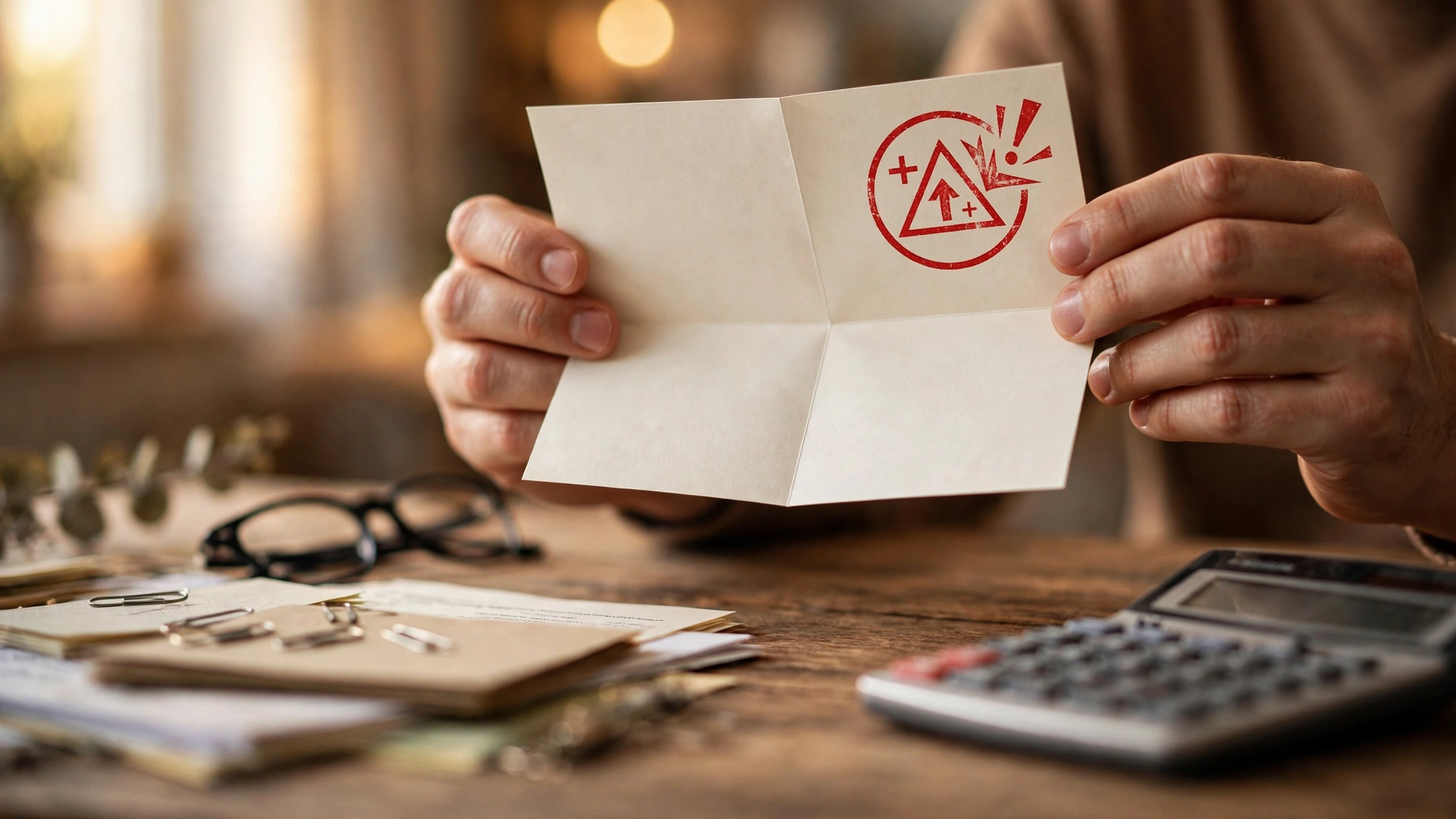 Sonderkündigung Versicherung: geöffneter Brief mit Beitragserhöhung und Taschenrechner