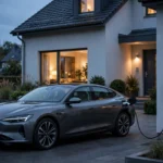 Plug-in-Hybrid 2026: Auto lädt an der Wallbox vor einem modernen Einfamilienhaus