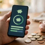 Tagesgeld Bestandskunden Zinsen Vergleich 2026 – Smartphone mit Banking-App, Spardose und Euro-Münzen