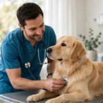 Tierkrankenversicherung 2026: Tierarzt untersucht einen Hund in moderner Praxis
