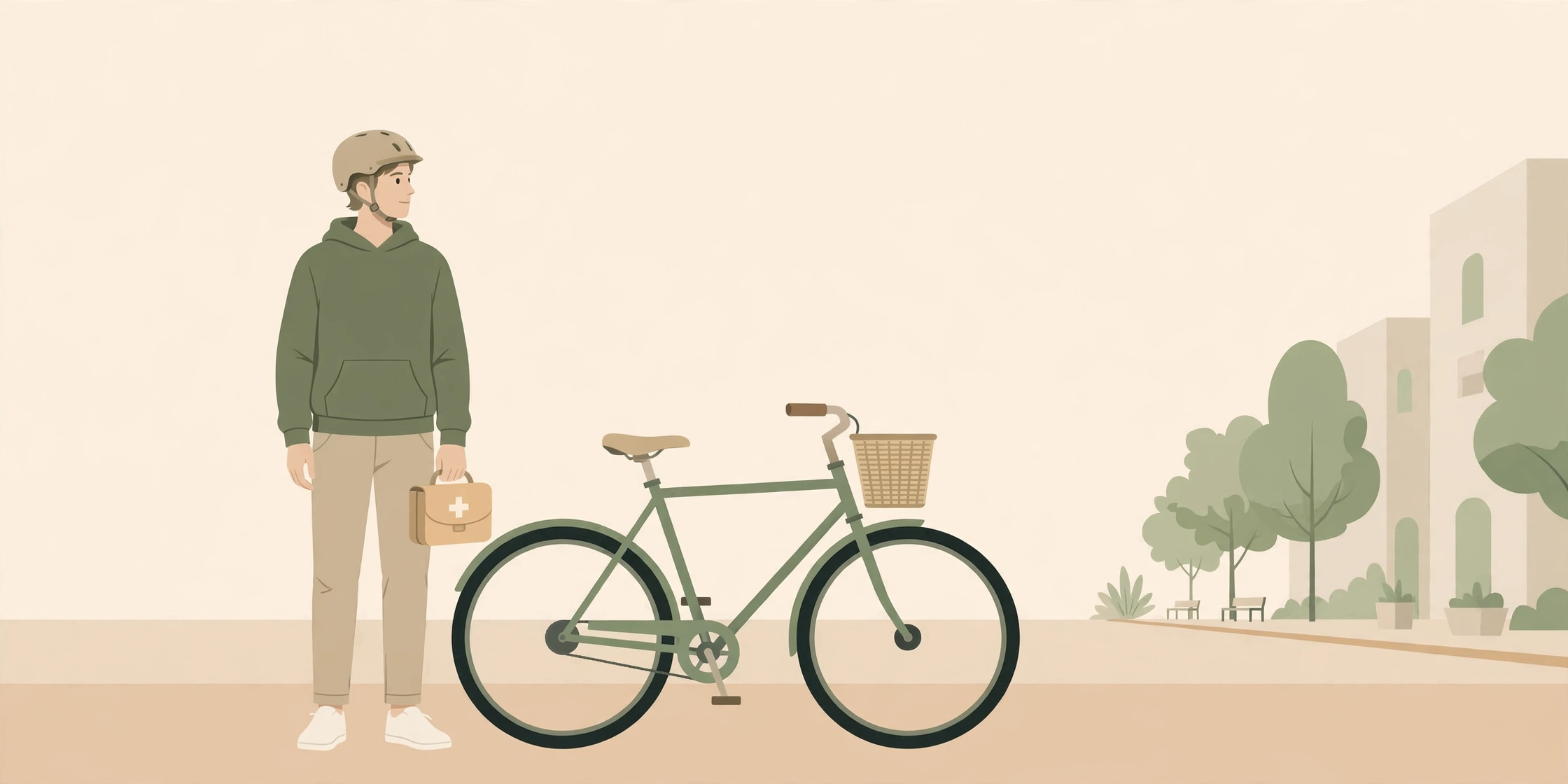 Unfallversicherung kündigen Musterbrief 2026 – Person mit Fahrradhelm und Erste-Hilfe-Set